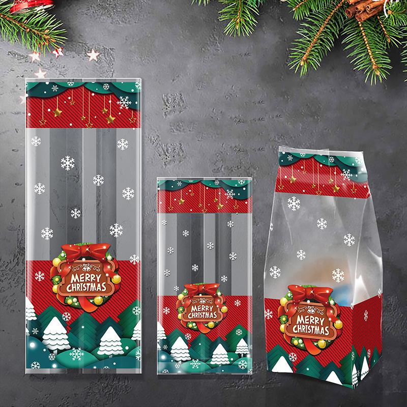 50PC Durable Material Home Snowflake Pattern Holiday Treat Bags for Cookies Parties Christmas Bags Gift 2 Sizes