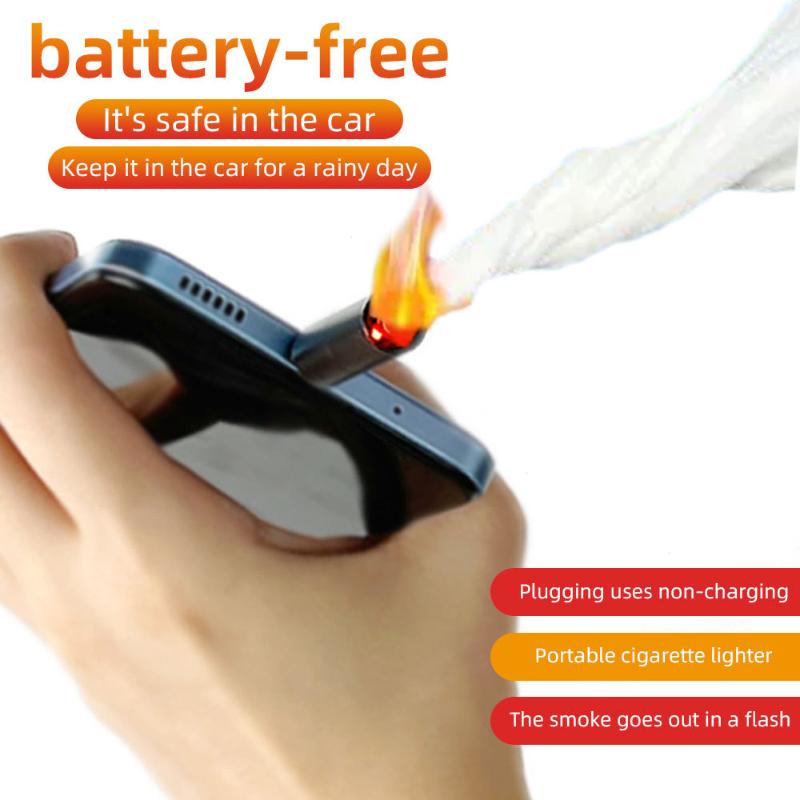 1Pcs Car Personalized Mini Igniter Type-C Portable Low Consumption Lighter Windproof And Energy Saving Outdoor Igniter