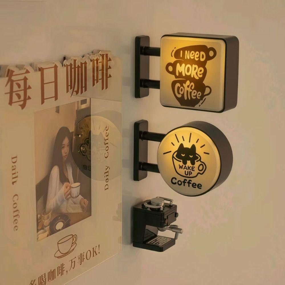 Retro Style Glowing Fridge Magnet Creative Atmosphere Mini Luminous Lightbox Coffee Shop