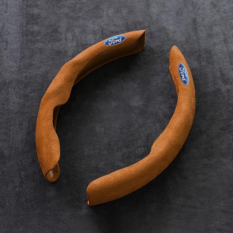 Car Steering Wheel Cover Suede Leather Anti-Slip for Ford Ranger Focus Kuga Mustang Mondeo Fusion Esco Auto Interior Accessories