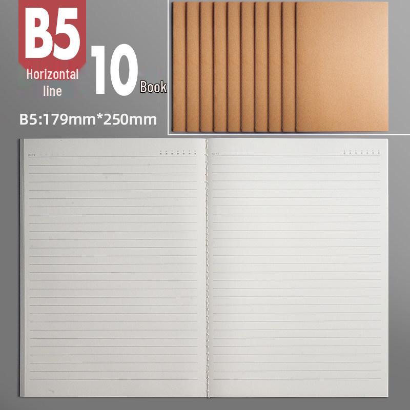 Set of 4 Large Gridless Cowhide Notebooks with Plain Pages for Students' Sketching and Drafting