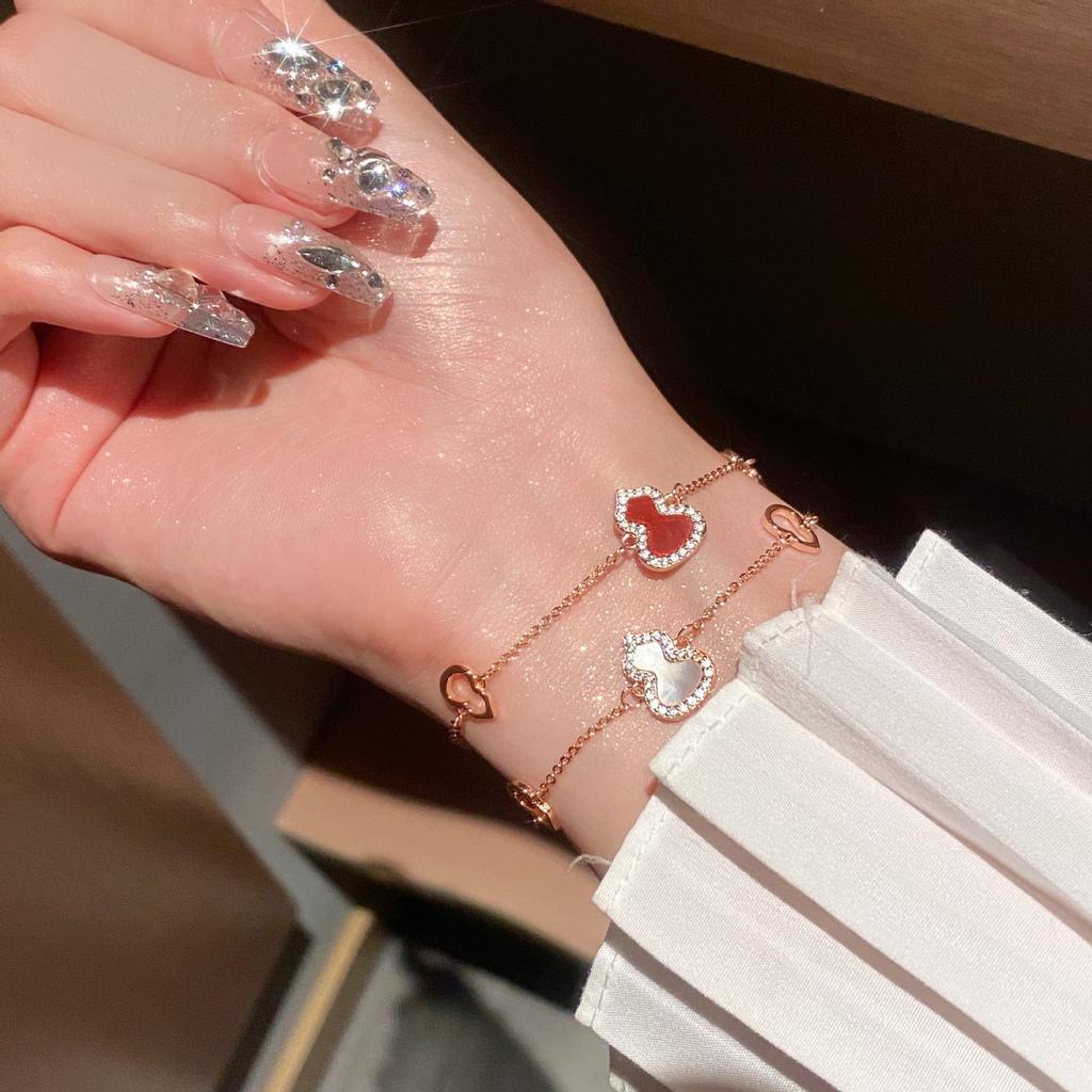 Gourd Bracelet Female Niche Ins Light Luxury High-end White Fritillary Agate Bracelet Jewelry