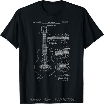Classic Vintage Patent Print 1955 Guitar Bridge T-Shirt Unisex Cotton Tshirt Oversized T Shirt Fitness Tees Tops Men's Clothing