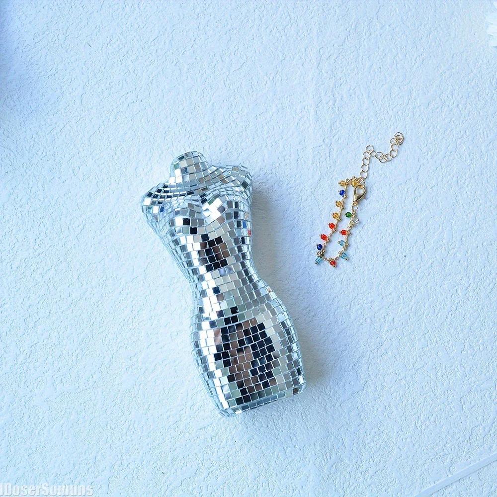 Modernes Skulpturenmodell Interieur Maximalistisch Schmelzend Disco Glitzer Blickfang Licht Reflektiert Kunst Dekorative Spiegel Glas Handwerk