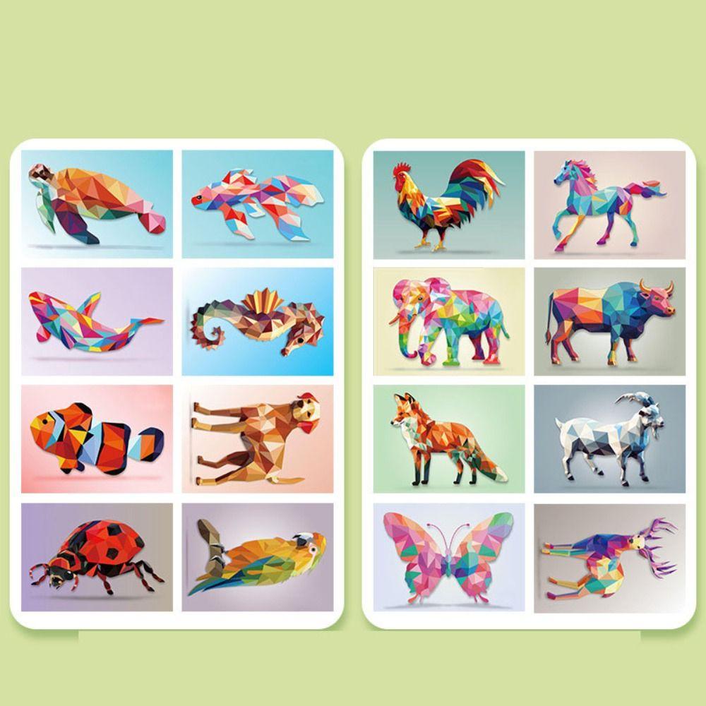 Paper DIY Paste Material Kit Handmade Animals Sticker Book 3D Geometric Sticker Books  Children