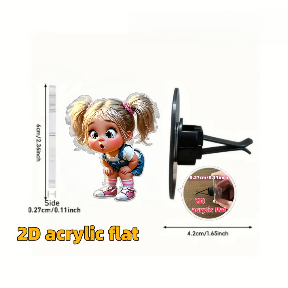 2D flat cute girl car vent clip decorative diffuser (fragrance not included), car interior decoration, aromatherapy clip, ideal for holiday gifts