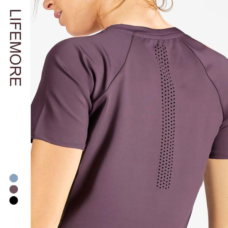 

Yoga Exercise Short-Sleeved Quick-Drying T-shirt Women s Fitness Clothes Fall in love with purple S