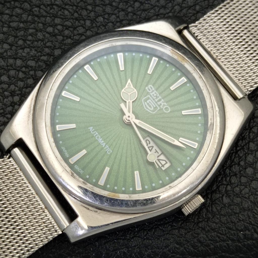 AUTOMATIC VINTAGE SEIKO 5 JAPAN 6309A MENS GREEN COLOR DIAL WATCH A701311-5 R206a-a701311