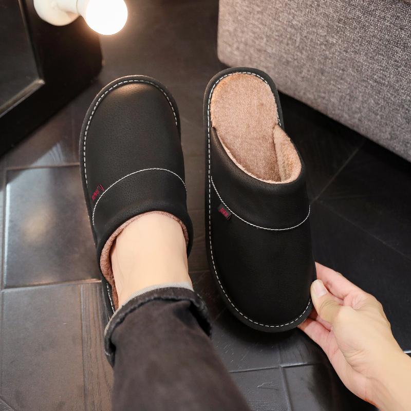 Extra-large Men's Slippers for Winter with Warm Footbed Non-slip Sole Comfortable Fuzzy Soft Men's Warm Fleece Cozy Slides