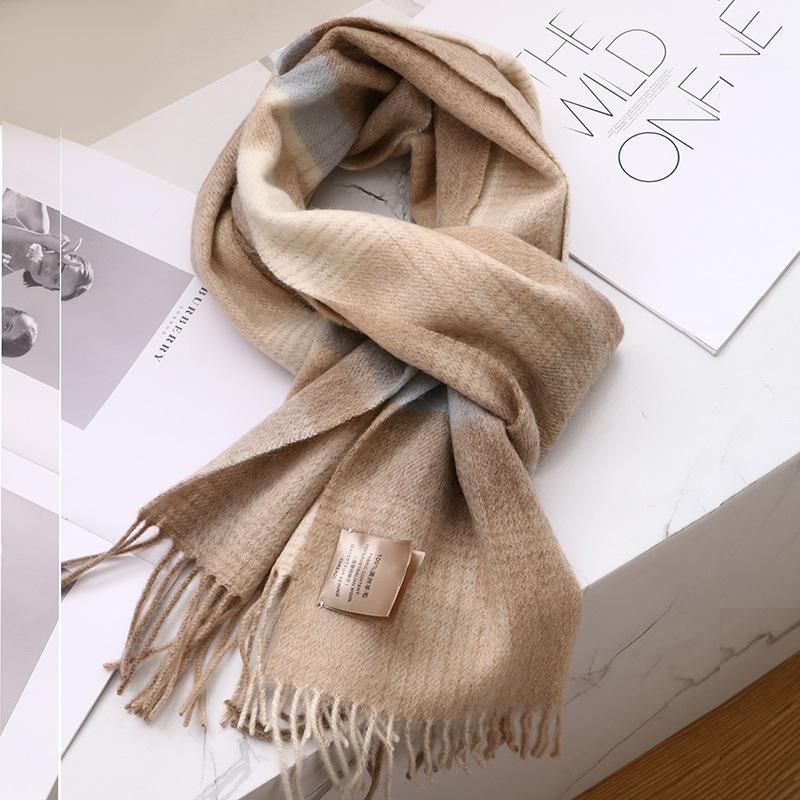 Лучшие товары в Великобритании 100% шерстяной клетчатый шарф женский зимний студенческий — фото 5