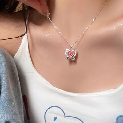 Bharara Energy~ Collana con ciondolo a farfalla smaltato a goccia Temperamento dolce da ragazza Semplice catenina clavicola Accessori Marea