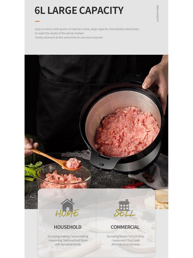 8L Stainless Steel Multifunctional Meat Grinder & Vegetable Filler