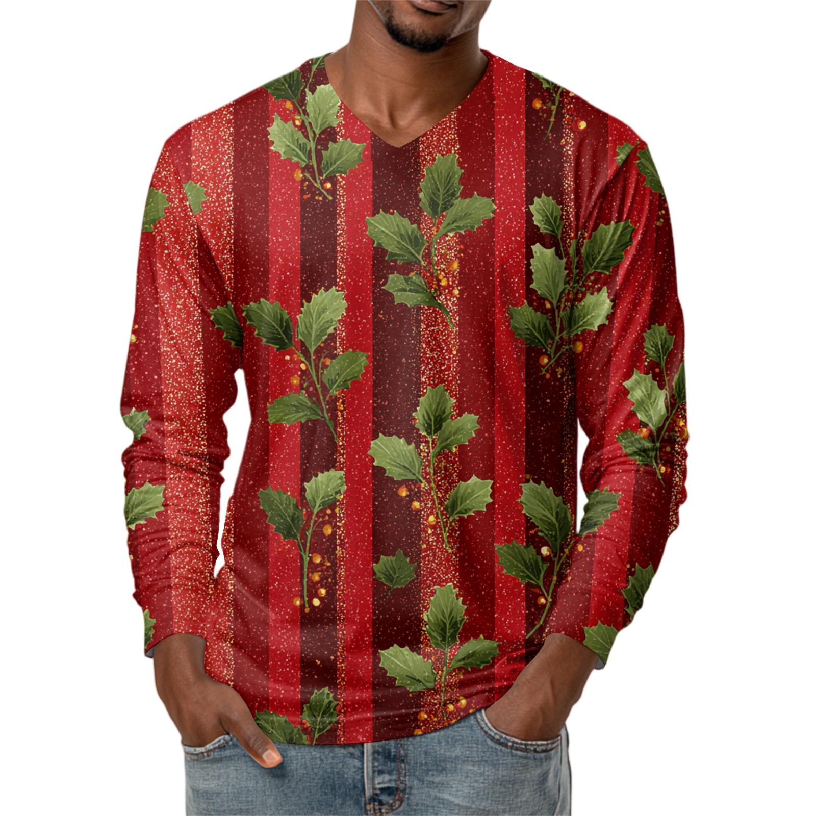 

Мужская модная футболка с принтом, V-образным вырезом, повседневная, с длинным рукавом, для ношения под низ, топ XXXXXL зелёный