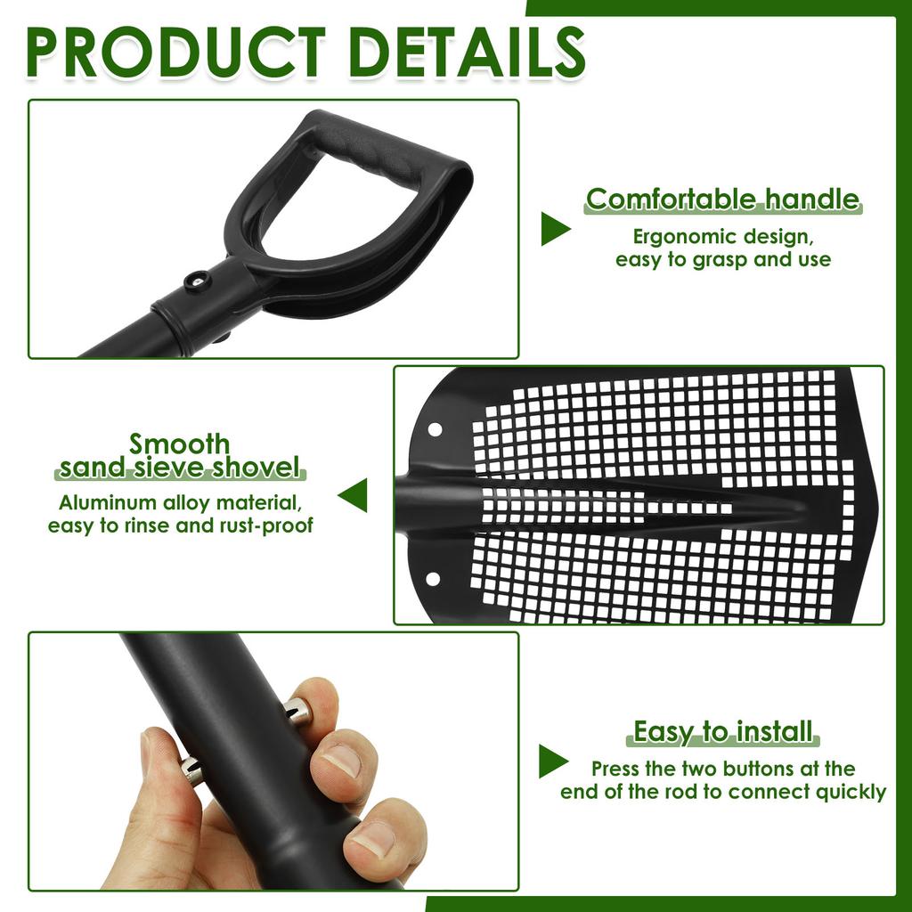 59-118CM Extendable Sifting Sand Shovel Aluminium Alloy Chicken Poop Scooper Chicken Coop Goat Stall Cleaning Tool for Gardening