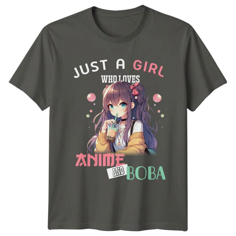 Just A Girl Anime And Boba Lover Kawaii Unisexga Style Graphic TShirt S