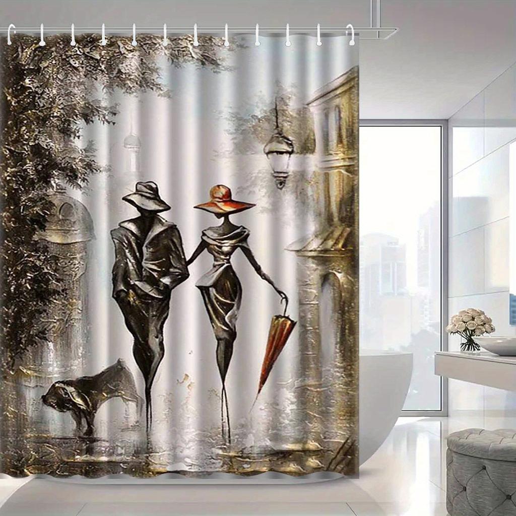 A Romantic Stroll Shower Curtain: Add a Touch of Elegance and Romance to Your Bathroom with This Beautiful Design Featuring