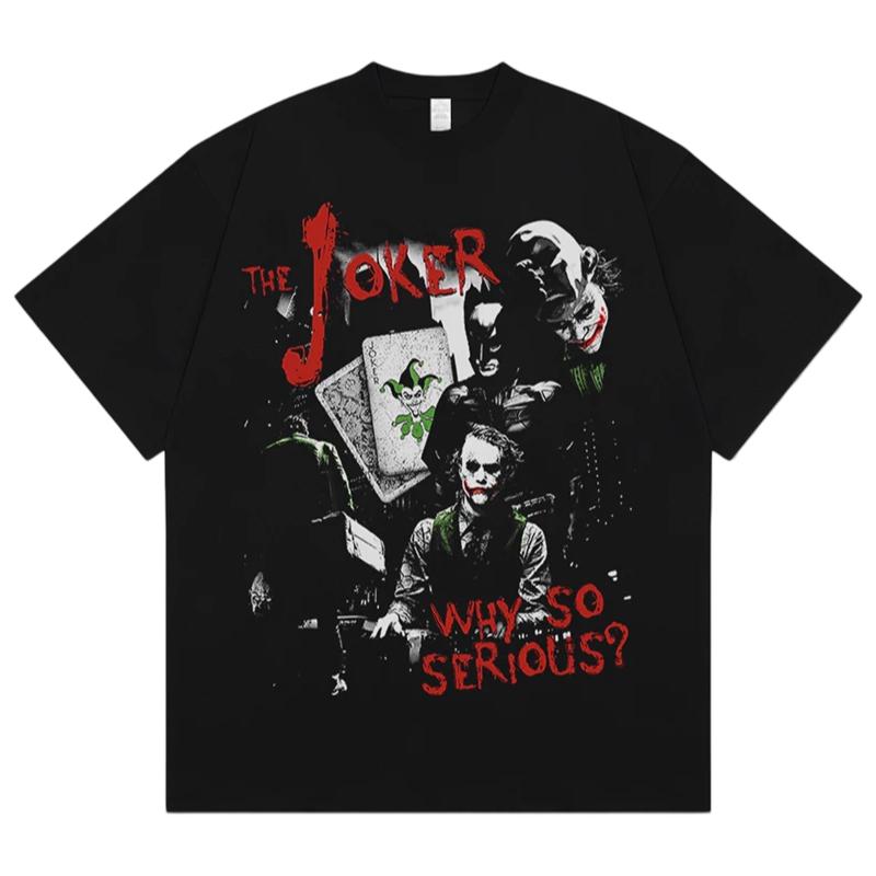 Oversized Joker Horror Streetwear Hip Hop Retro Soft Top Men Women Adults Children Boy Gril Kids Parent Child Cotton T shirt