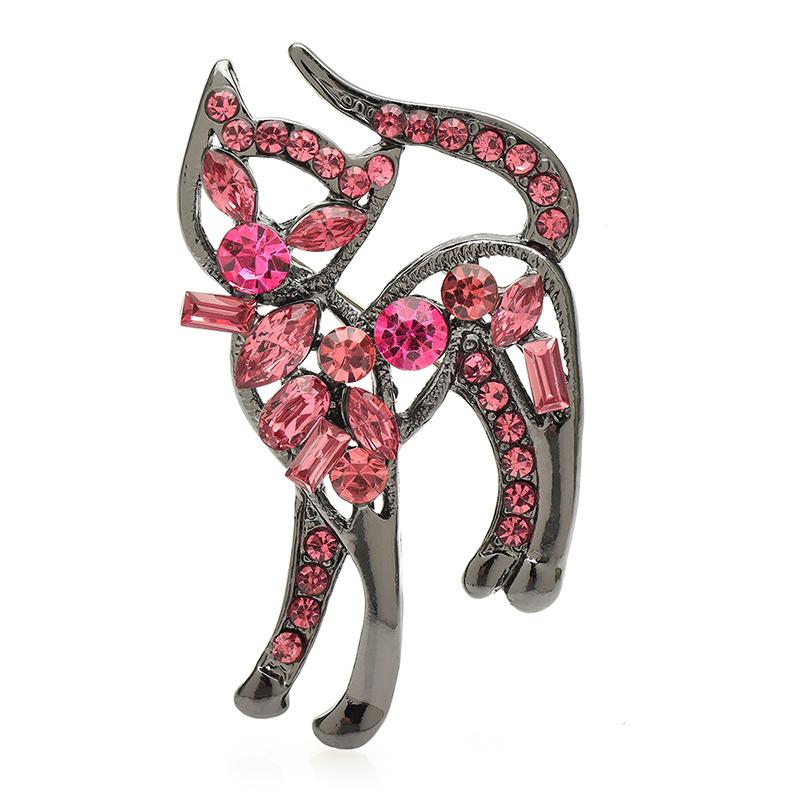 Wuli&baby Cute Rhinestone Cat Brooches For Women Unisex 3-color Classic Pets Animal Party Casual Brooch Pins Gifts