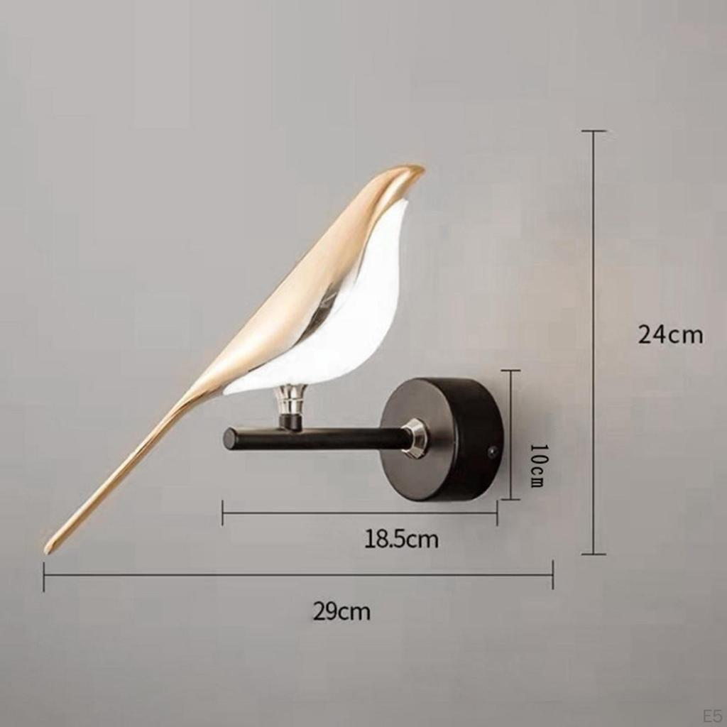Bird Wall Lamp, Acrylic LED Bedside Modern Indoor Lighting, Adjustable Angle for Bedroom,