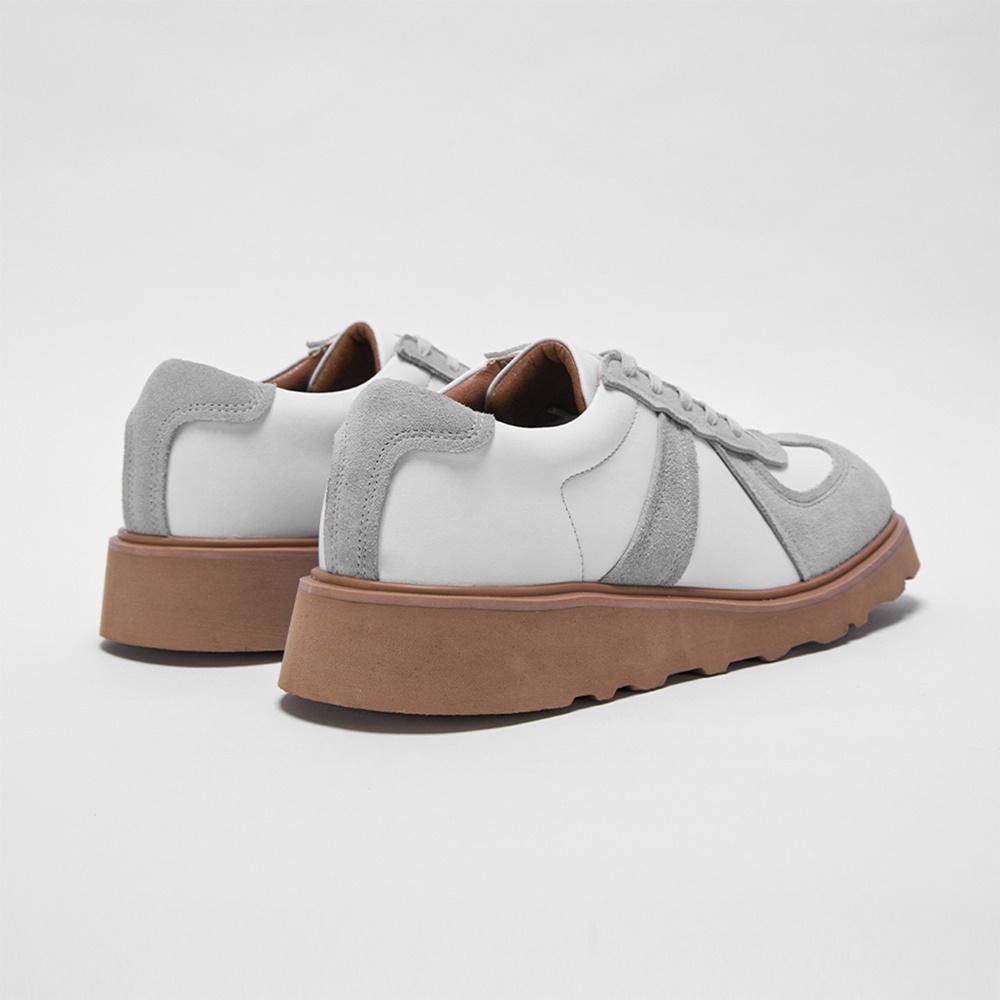 [ANALOG MOOD] German Army Bold Leather Sneakers (White), AN24F2602, 7000031823, Popular Korean Shoes