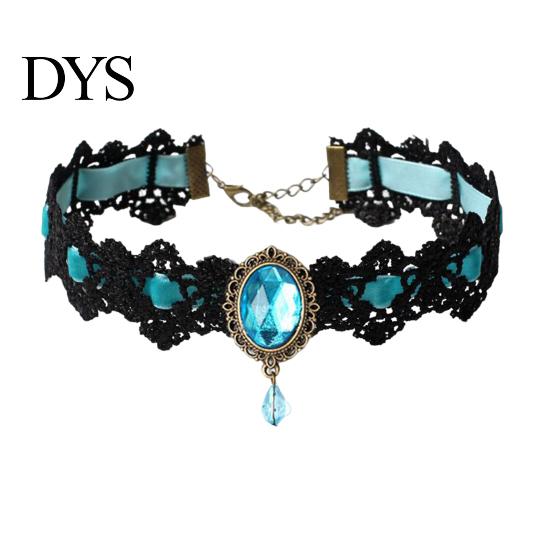 Damen Choker Gothic Vintage Geflochten Ästhetisch mit Strassstein Kleid Schlüsselbein Halskette Up Geschenk Damen Punk Spitze Nähte Trendiger Schmuck