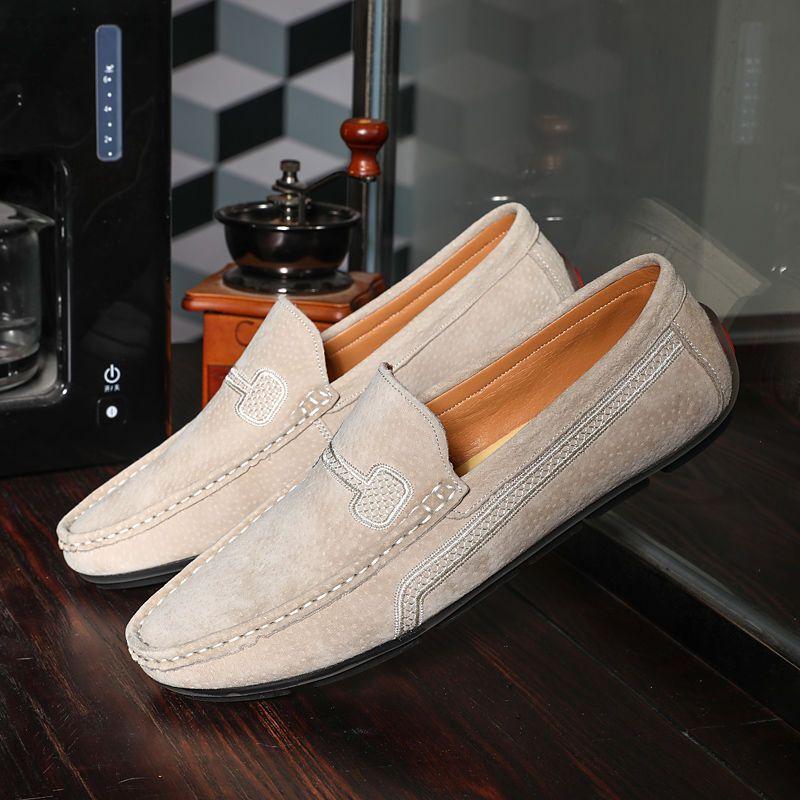 Man Casual Shoe Loafers Flat Suede Round Toe Leather Shoes for Men Adults Summer Sale Designer Comfortable Cowhide Slip-on Pu