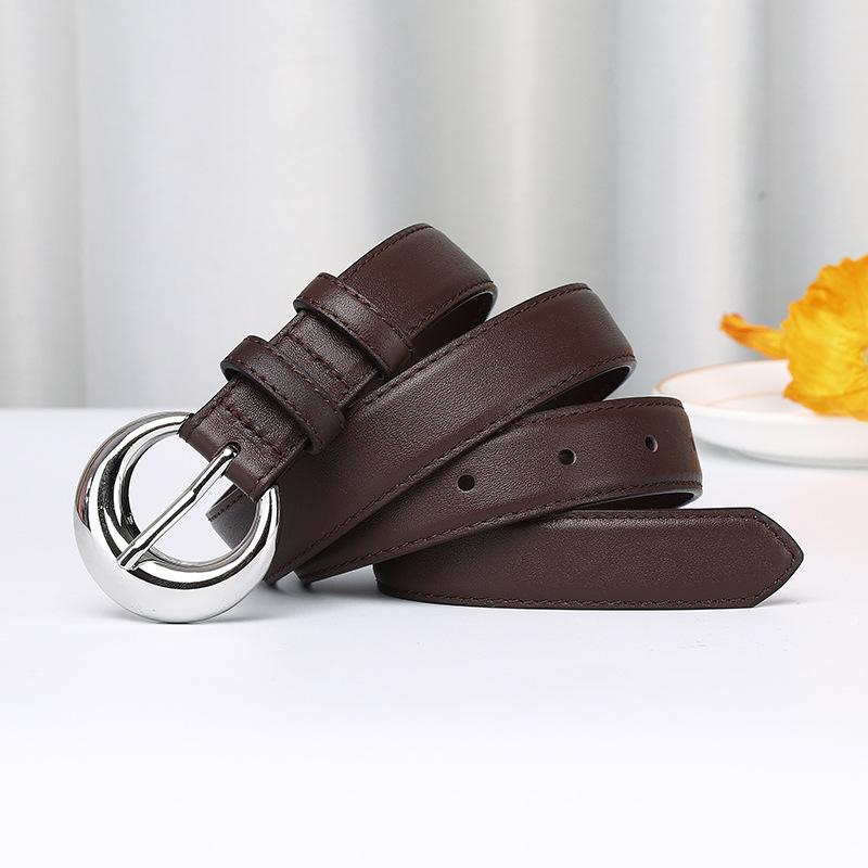 Simple And Fashionable Versatile Light Luxury First-Layer Cowhide Needle Buckle Belt Women'S Leather High-End Casual Pants Belt Women'S Trendy