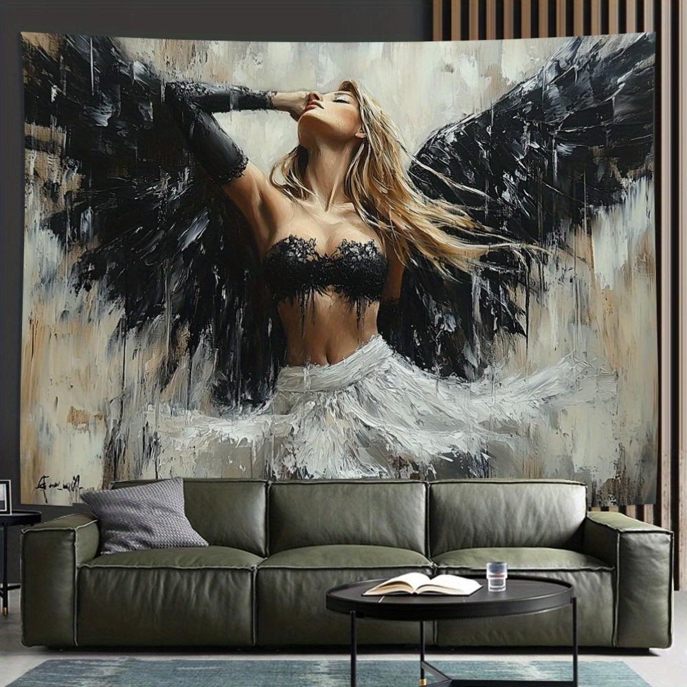 Black winged angel background fabric, a perfect creative gift.