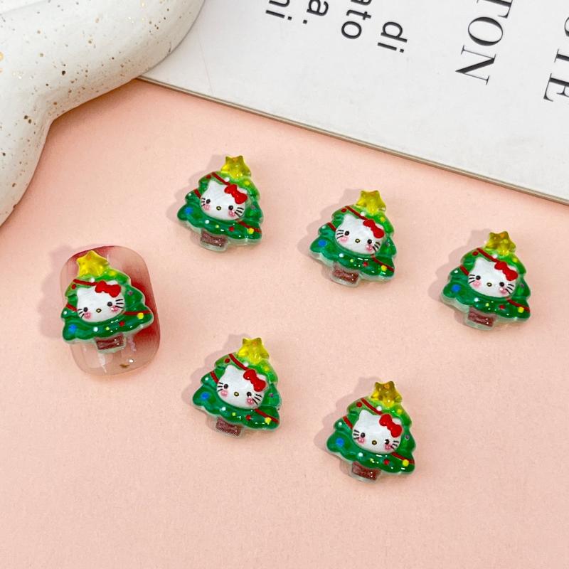 20Pcs Cartoon Creative Christmas Nail Charms Cute Kuromi Hello Kitty Resin Nail Art Festive Diy Nail Decor For Holiday Manicures