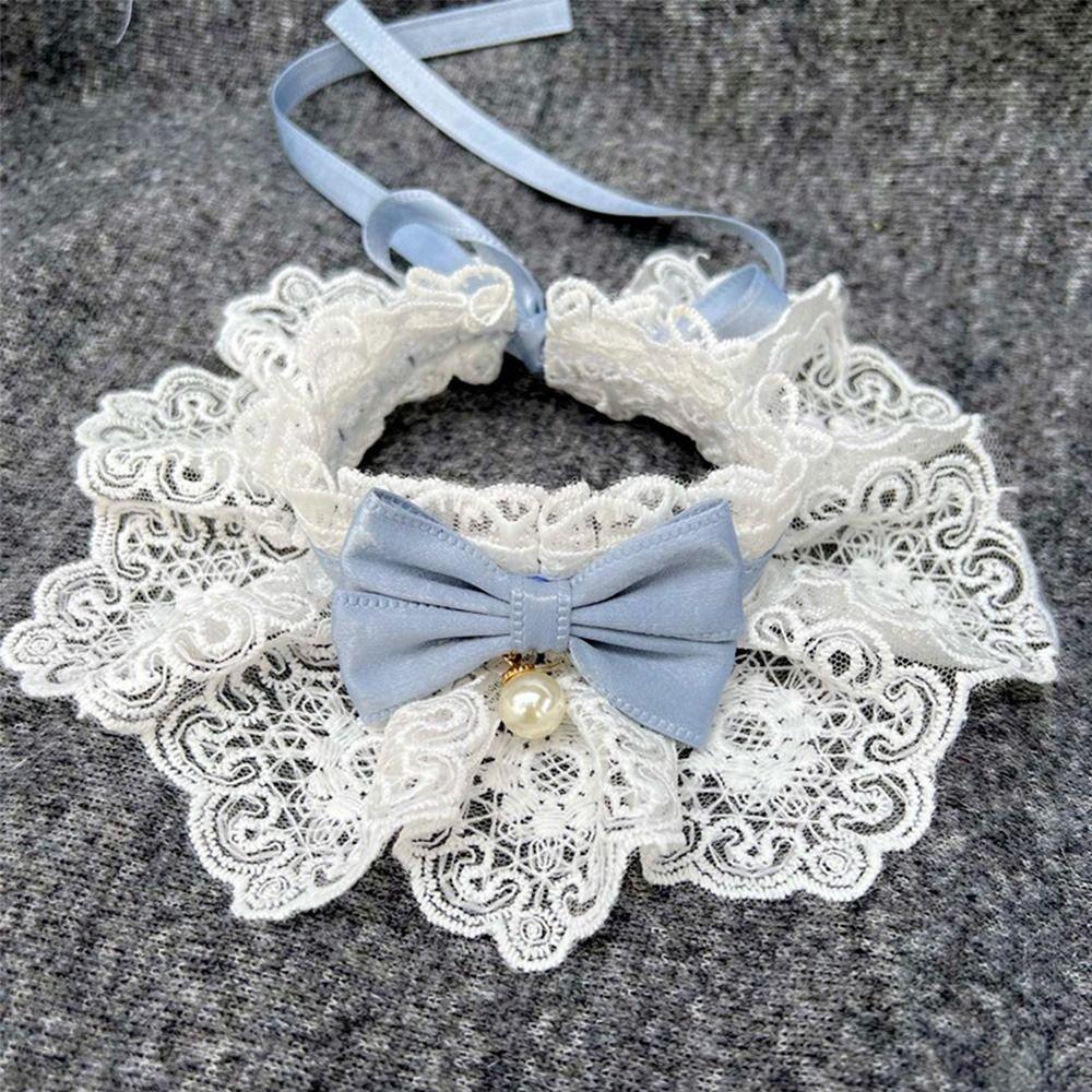 Accessories Cat Necklace Neck Strap Dog Neckerchief Puppy String Bib Lace Bowknot Pearl Collar