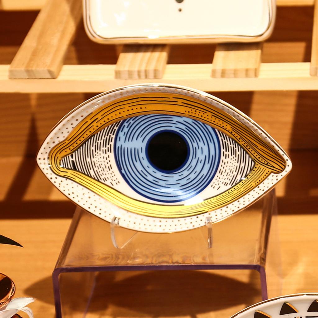 Unique Eye Designs Jewelry Dishes Sturdy Ceramic Fashion Home Accessory Organizers Portable for Trendy Women Daily Use