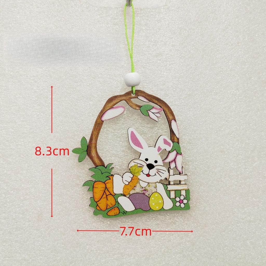 Osterhase dekorativer Anhänger, Hase Blume Holzchip Anhänger, Osterhase Holzkunst