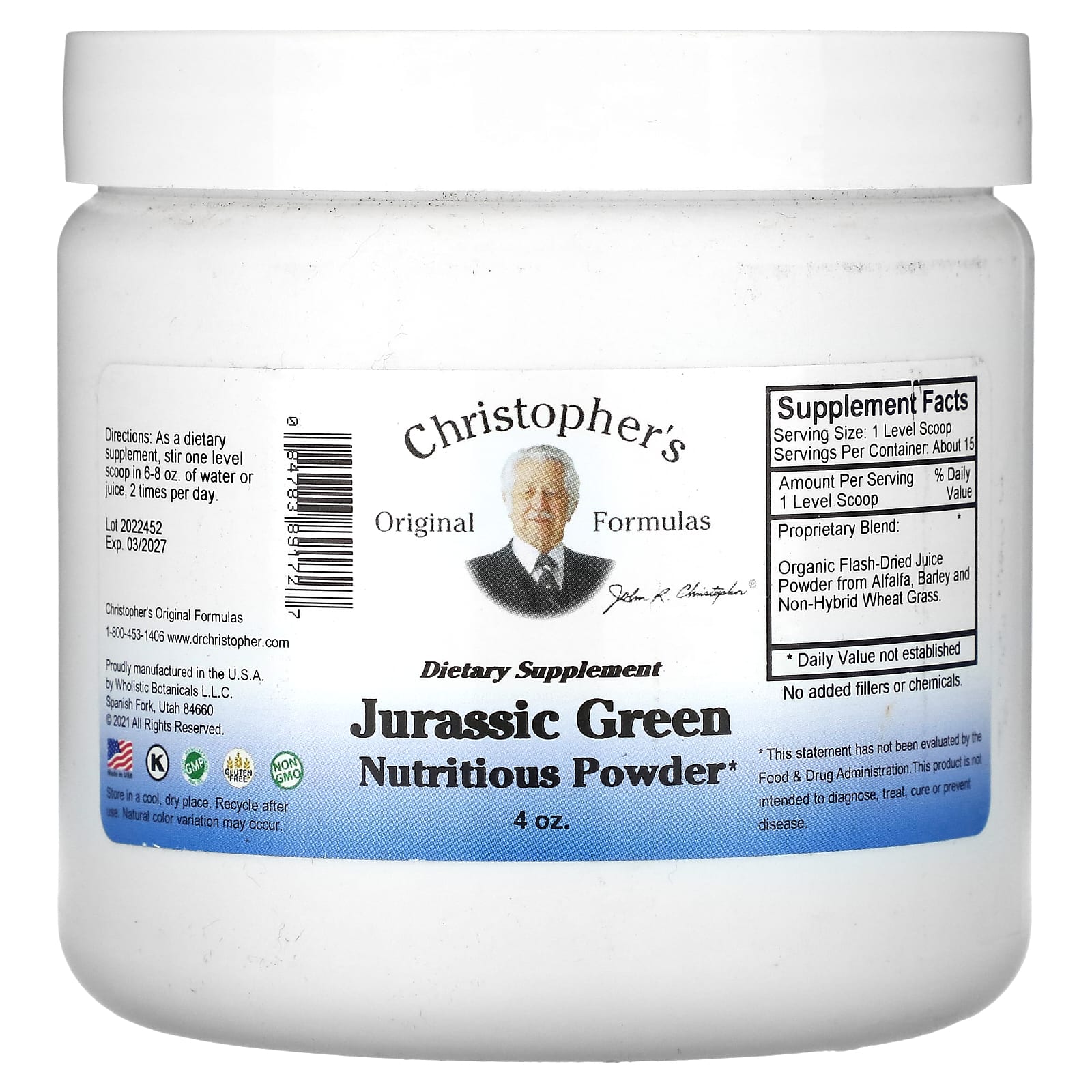

Christopher S Original Formulas, Jurassic Green, Nutritious Powder, 4 Oz
