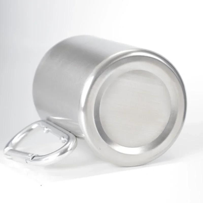 Double-layer Stainless Steel Carabiner Cup Outdoor Travel Camping Home Portable Creative Tea Cup