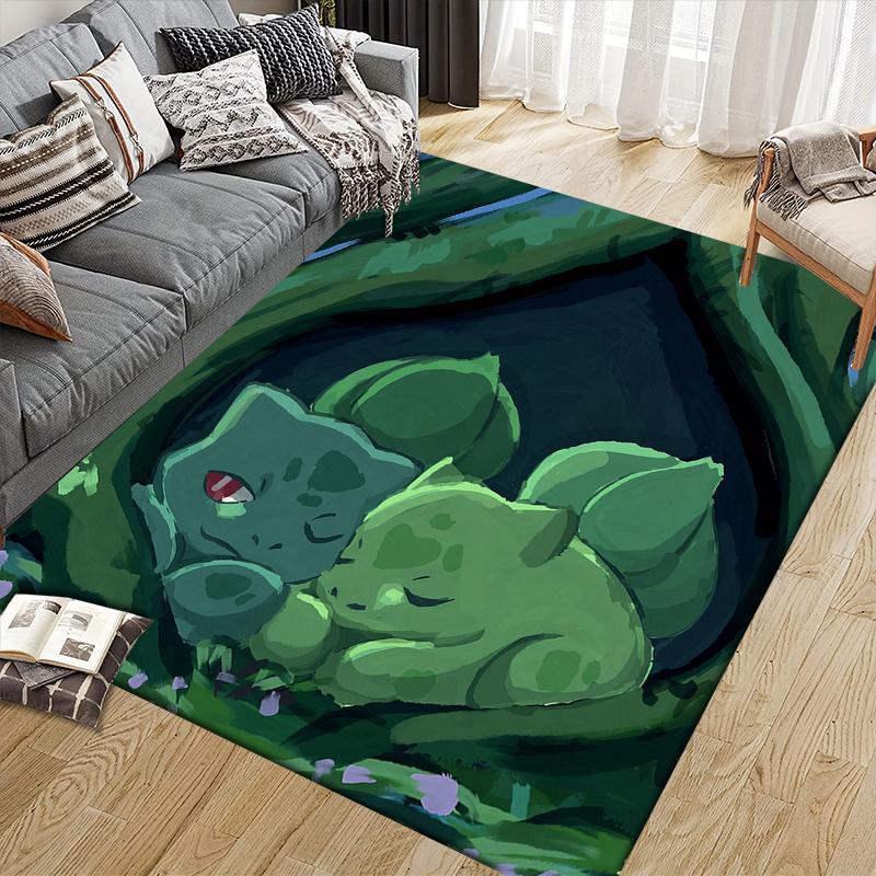 Bulbasaur Pokemon2 Square Area Rug, Non-Slip Floor Mat for Bedroom, Perfect Gift for Bulbasaur Fans