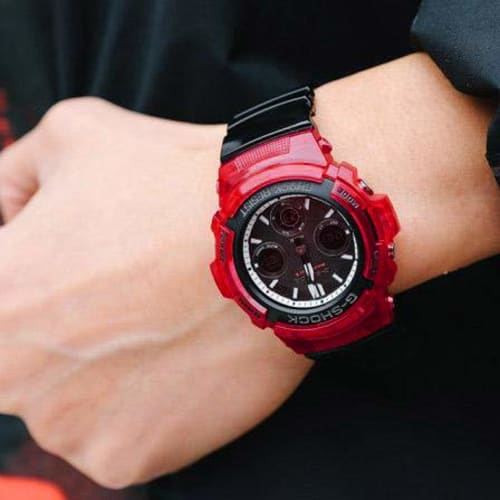 Casio G-Shock Men's Analog-Digital Radio-Controlled Solar Watch, Black, AWG-M100SRB-4A