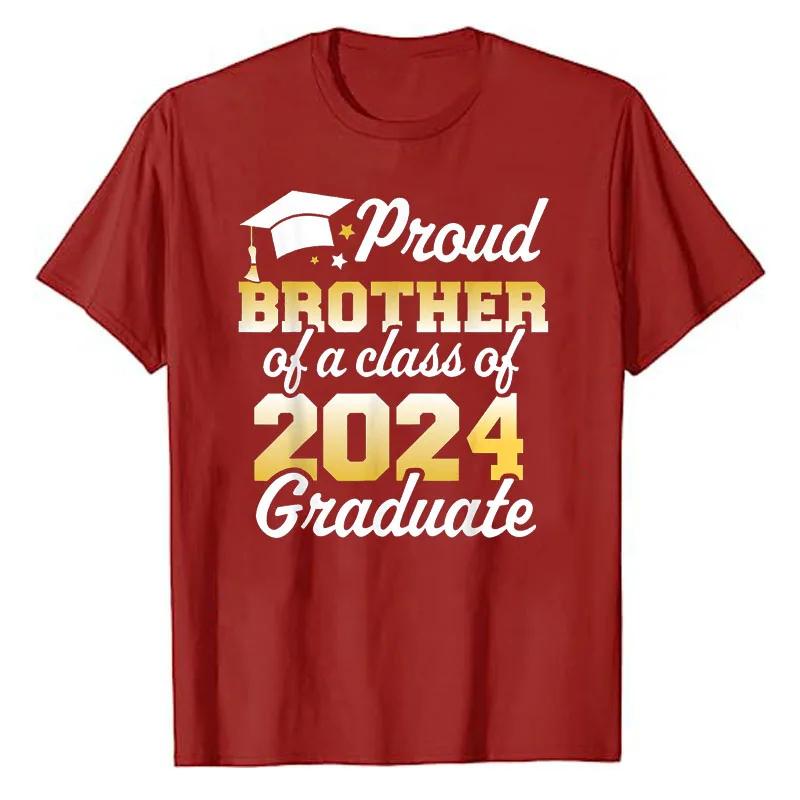 Proud Mom of A Class of 2024 Graduate Mother Senior Family T-Shirt Funny Dad Aunt Uncle Grandma Grandpa Sister Brother Tee Tops