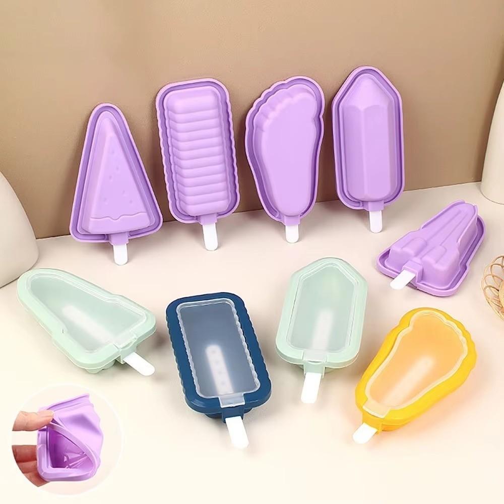 5Pcs Reusable Ice Cream Making Tools Silicone Ice Lolly Mold Creative Popsicle Moulds