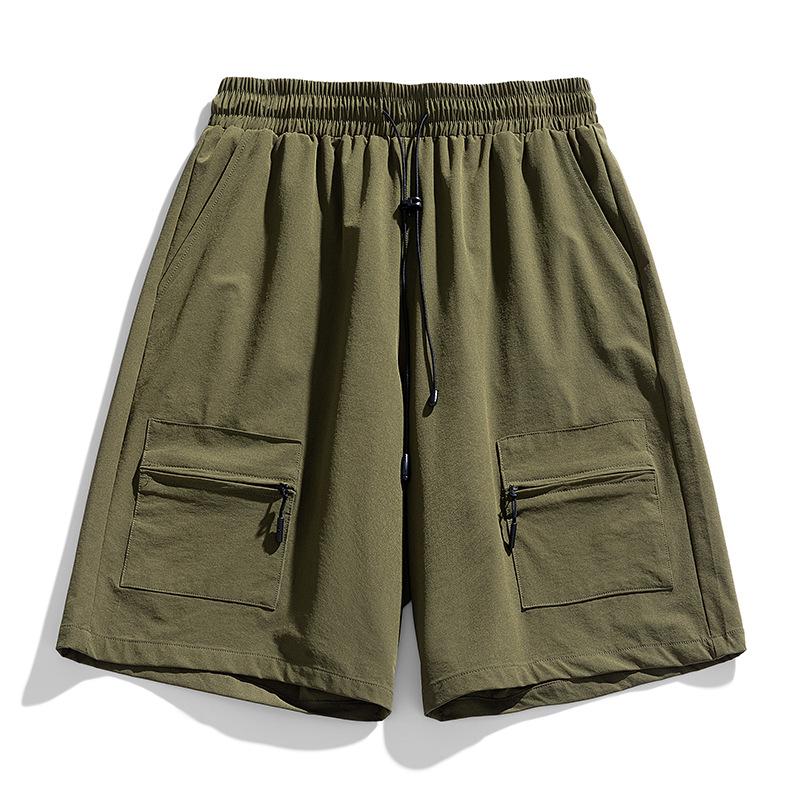 Summer Retro Workwear Shorts Men's Loose Multi Pocket Solid Color Versatile Casual Five Quarter Pants