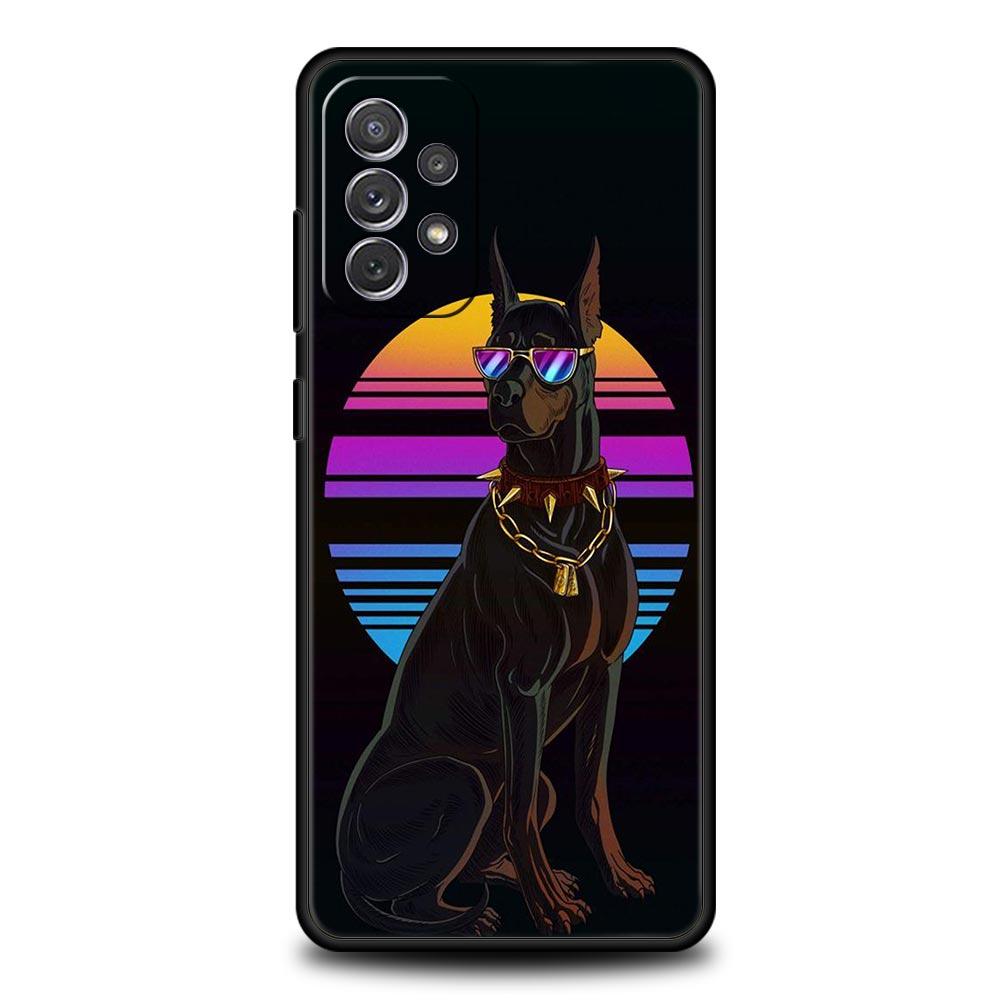 Doberman Dog Phone Case for Samsung Galaxy A55 A35 A17 A07 A15 A13 A25 A51 A71 A72 A73 A32 A52 A52S A41 5G Soft TPU Shell Capas
