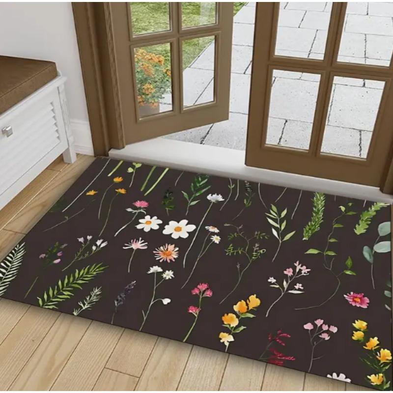 Retro Floral Pattern Welcome Door Mat Fashionable Mats Bedrooms Bathrooms Kitchens Balconies Gardens Modern Farmhouse Decoration