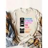 Plus Size BE KIND Print T-shirt, Casual Short Sleeve Crew Neck Top For Spring & Summer, Women's Plus Size Clothing