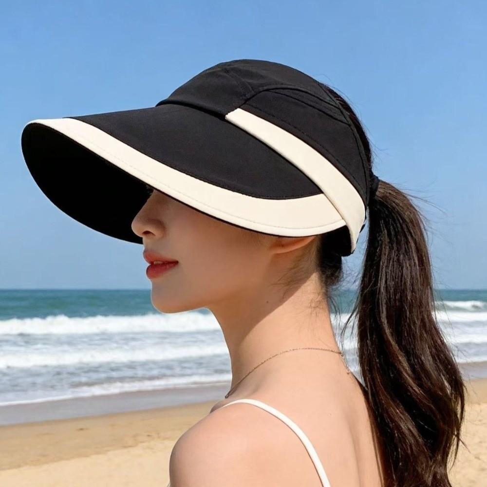 Nylon Sunscreen Sun Hat Color Blocking Empty Top Hat Breathable Sunshade Hat  Travel