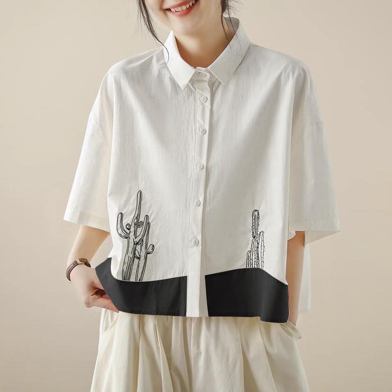 

ZANZEA Женская классическая блузка свободного кроя с принтом и полурукавом 4XL чёрный