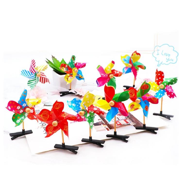 Pack of 24 Colorful Pinwheel Hair Clip Windmills Hair Barrette Hair Decorations