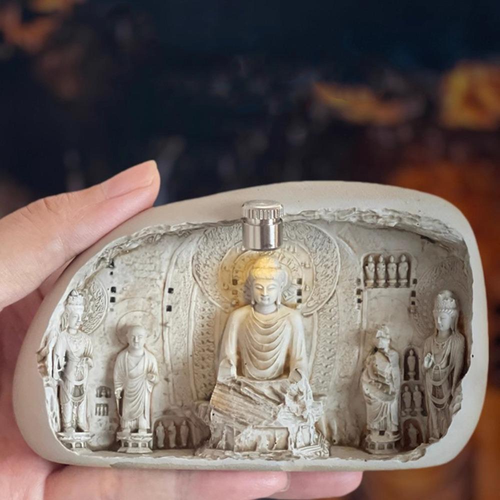 

3D Longmen Grottoes Refrigerator Sticker Buddha Statue Night Light Fridge Sticker Tourist Gifts Resin