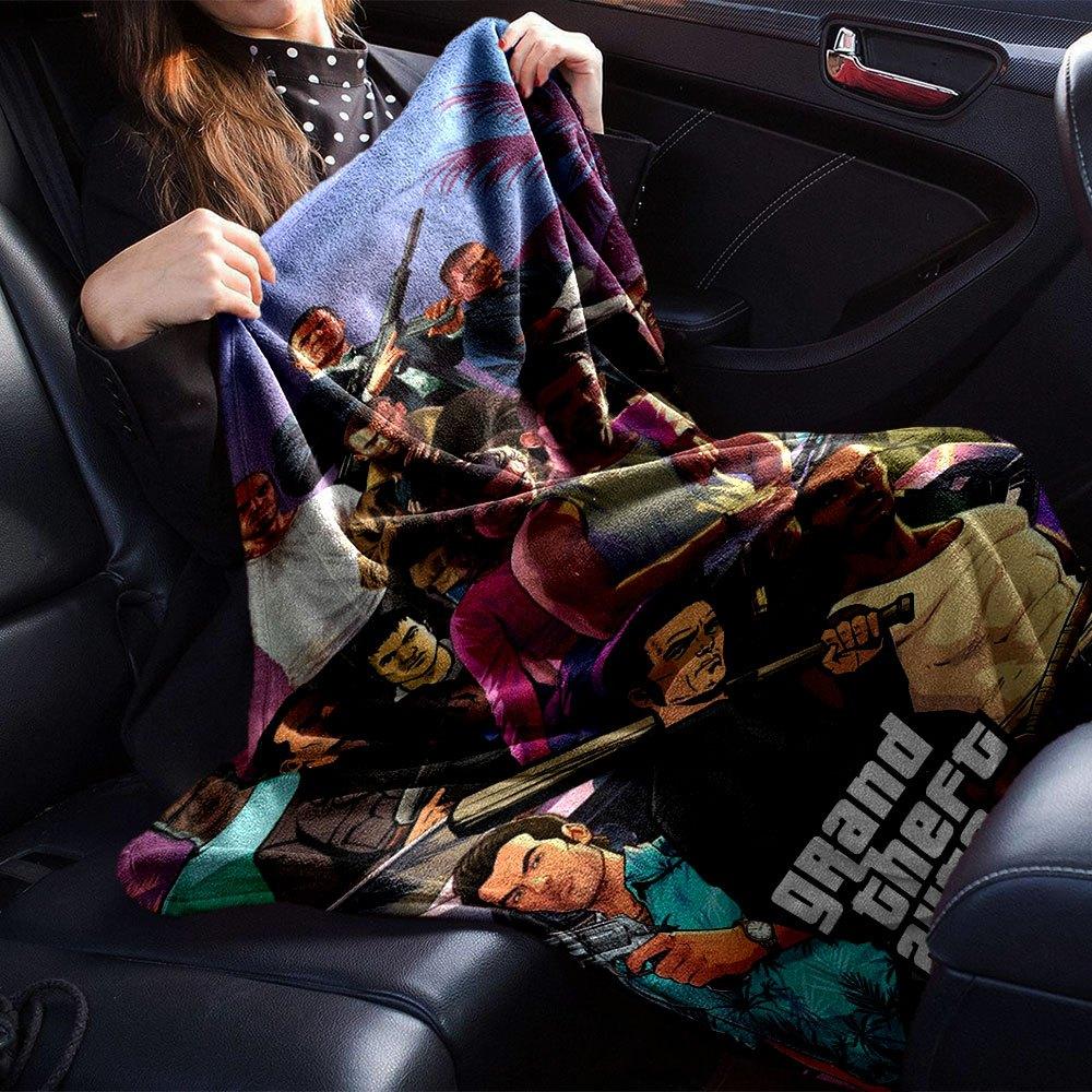 1pc Grand Theft Auto Soft Flannel Blanket with Designer Print A cozy blanket for all seasons, perfect for the couch, bed, office