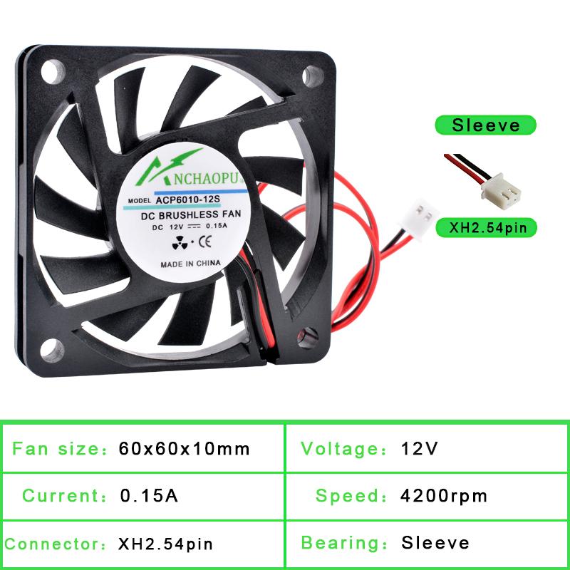 ACP6010 6cm 60mm Fan 60x60x10mm DC5V 12V 24V 2pin Ultra Thin Cooling Fan for Chassis CPU Power Router