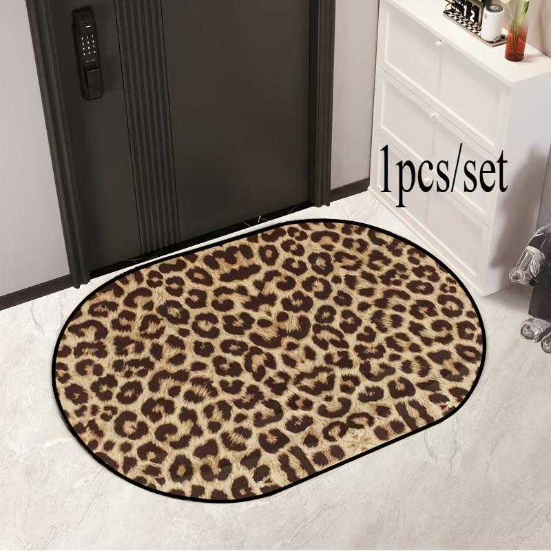 

1 шт./компл. Коврик придверный с леопардовым принтом, Нескользящий полиэстеровый коврик для ванной, Впитывающий ковер в западном стиле для прихожей 40x60cm