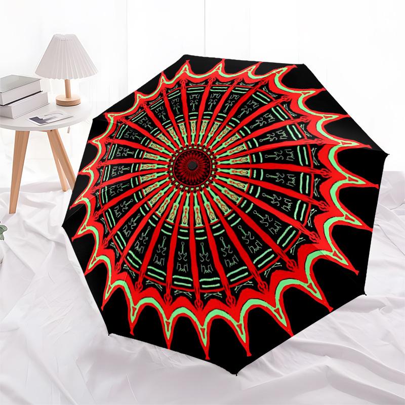 1pc Mandala Artwork Automatic Open/Close Umbrella - Portable Collapsible Umbrella with 8-Rib Stability, Fashion Lovers Yy251017152